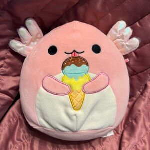 Pink Plush Axolotl Ice Cream Stuffed Toy - Squishmallow 8”